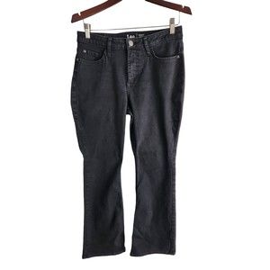 Lee Women Black Washed Mid Rise‎ Boot Cut Stretch Denim Jeans Size 10P